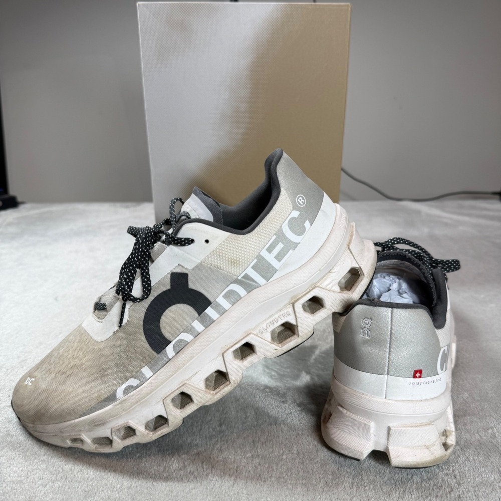 On Cloudmonster Running Shoes Mens 12 White Mesh CloudTec Sneakers 61.98434